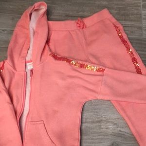 Girls Gymboree coral pink jogger set size small5/6